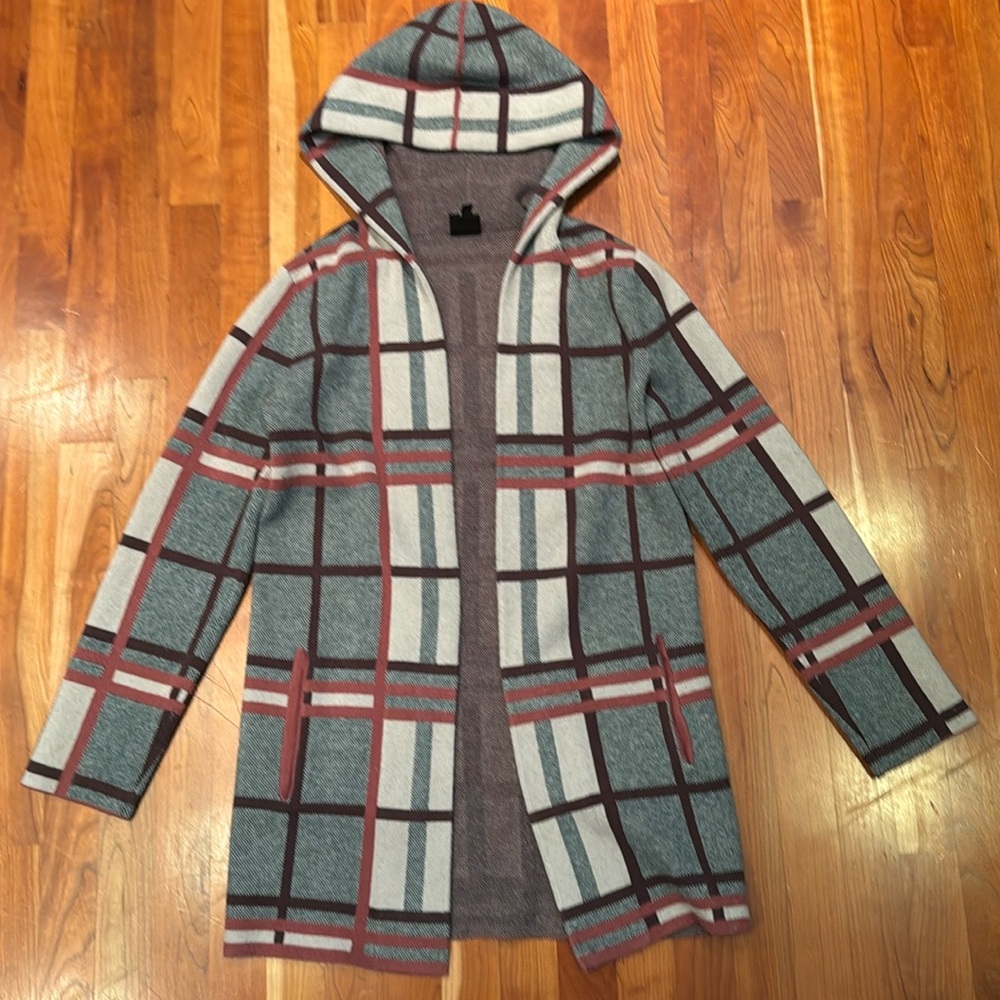 Bobeau Plaid Hooded Cardigan/ Jacket - Women’s Small